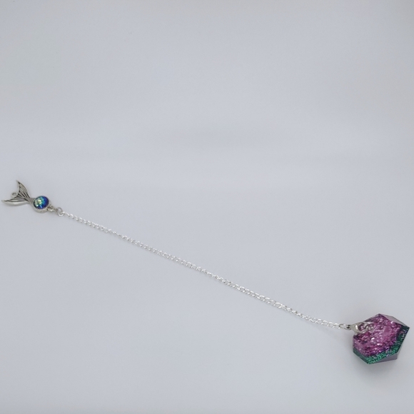 Mermaid purple green and pink glittery handcrafted dowsing pendulum - Picture 7 of 11